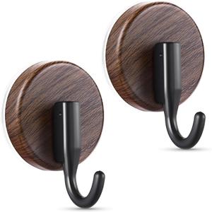 OUTXE Wreath Hanger for Front Door, Upgraded Suction Cup Reef Hook for Glass Window/Over Door, Christmas/Thanksgiving/Halloween/July 4th/Easter/Valentine/Spring/Summer/Fall (Walnut, 2-Pack)