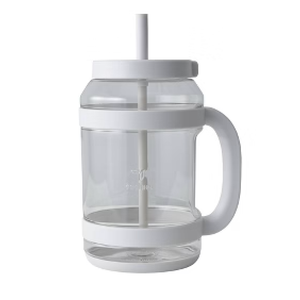 REDUCE WaterDay 80 oz Water Jug with Time/Ounce Markings - Spill-Proof Straw, Durable Tritan - Big Water Bottle for Daily Hydration - Dishwasher Safe, Clear & Easy to Clean, White