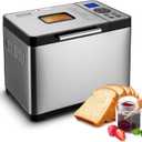 VEVOR Bread Maker, 19-in-1 2LB Dough Machine, Nonstick Ceramic Pan Automatic Breadmaker with Gluten Free Setting, Whole Wheat Bread Making, Digital, Programmable, 3 Loaf Sizes, 3 Crust Colors (Silver)