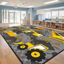 Construction Rugs for Boys Room 6'x9' Play Carpet Car Rugs Play Mat Kids Car Rug Cars Mat Kids Construction Room Decor for Boys Playroom Rug Livingroom Bedroom