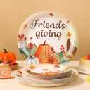 Friendsgiving Plates and Napkins Sets for 50 Guests, Thanksgiving Paper Plates and Napkins Party Supplies for Thanksgiving Friendsgiving Party Decorations