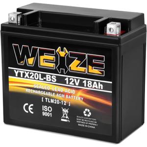 Weize YTX20L-BS High Performance Power Sports- Maintenance Free - Sealed AGM Battery ETX20L BS For Motorcycle ATV UTV snowmobile