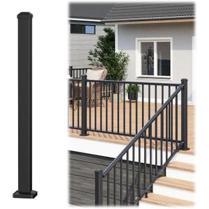 2.56 x 2.56 x 39 in. Porch and Deck Railing Post with Screw, Aluminum Deck Railing Post, Stair Post for Decks, Porches & Balconies, AAMA 2604 Textured Black Finish Metal Baluster for Outdoor AP36P