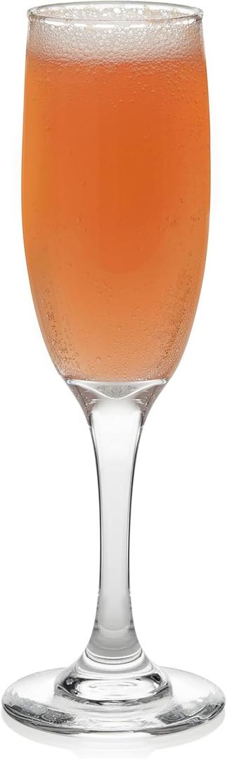 Libbey Catawba Champagne Flutes Set, 6 oz Elegant Stemmed Flute Glasses Set of 12, Dishwasher Safe, Sparkling Wine and Mimosa Glasses for Parties (Clear)