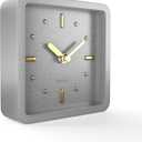 Driini Modern Mid Century Desk & Shelf Clock (Gray and Gold) - Battery Operated with Silent, Analog Movement  Small Tabletop Clocks for Office  Perfect for Mantle, End Table, Desktop or Nightstand (Cement)