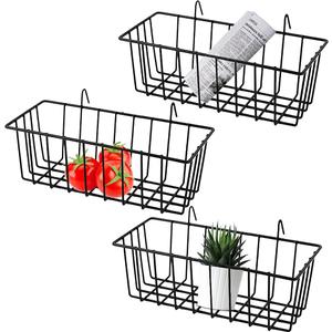 Gddochn 3 Pack Grid Panel Hanging Wire Basket, Storage and Display Basket for Wall, Kitchen, Home Decor Supplies, Potted Plants, Black