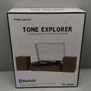 Vinyl Record Player with External Bookshelf Speakers, 33-1/3 45 78 RPM Vintage Bluetooth Stereo Turntable for Vinyl Records,Belt-Driven System,Dust Cover,Auto-Stop, Support AUX/RCA, Tan Oak Finish