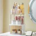 FORUP Makeup Organizer for Vanity, 2-Tier 1-Drawer Bathroom Counter Organizer, Multi-Purpose Vanity Organizer, Skincare Perfume Organizers, Cosmetic Dresser Organizer for Vanity Countertop, Clear