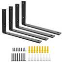 SAYAYO Floating Shelf Brackets Heavy Duty 10 Inch, 1/5 Inch Thicken Black Shelf Bracket for Wood Shelves, Metal L Brackets Shelving Brackets , 4Pcs