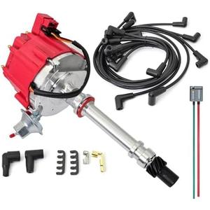 GM08 Performance HEI Distributor &Wire Kit including Compatible with Chevy 305 454 Chevrolet C10 P10 K10 GMC SBC BBC Oldsmobile Pontiac 262 267 307 327 350 5.0L 5.7L 6.6L 7.4L 4.3L