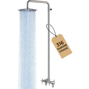 316 Marine-Grade Stainless Steel Wall-Mount Outdoor Shower Kit