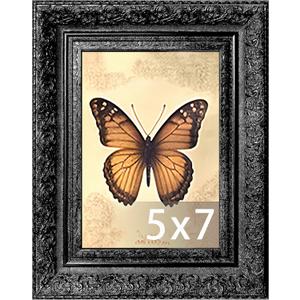 Vintage Picture Frame, Decorative Wall Hanging and Tabletop Display Photo Frame (Black, 5X7)