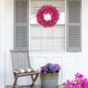 Briful Spring Front Door Wreath 18inches Artificial Bougainvillea Flower Wreath Silk Pink Floral Hanging Wreath Outdoor Summer Wreath for Home Wall Mantle Party Wedding Dcor