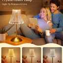 One Fire Gold Lamps Set of 2, 3 Colors Bedside Lamp Set of 2, Dimmable Bedroom Lamps Vintage Lamp,Rechargeable Nightstand Lamp, Table Lamp for Bedroom Living Room Bathroom Hotel Bar