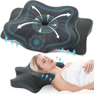 DONAMA Cervical Pillow for Neck and Shoulder Pain Relief, Cooling Contour Memory Foam Pillow, Dual-Height Ergonomic Neck Support Pillow for Side Back Stomach Sleepers with Removable Pillowcase