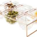 Huang Acrylic 6 Compartment Serving Bowl Tray with Metal Stand | Great for Hosting Appetizers for Parties, Holidays, Weddings | Durable, Long Lasting, Easy to Clean
