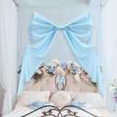 Big Bow Decor 39 x 72 Inch Giant Bow Wall Decor for Room Backdrop Large Ribbon Tie for Coquette Party Birthday Baby Shower Wedding Halloween Christmas Party Supplies, (Blue, Polyester)