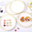 AimFun White Scalloped Party Plates Gold Foil Border Paper Plates Disposable 9inch Serving Plates for Birthday Wedding Bridal Baby Shower Party Supplies (48, White)