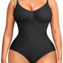 BRABIC Womens' Seamless Sleeveless V-Neck Bodysuit Shapewear Tummy Control (3X-Large/4X-Large, Black Brief)