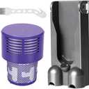 for Dyson V10(sv12) Vacuum Cleaners Hanger,Wall Mounted Docking Station & 1 Pack Filter- Filter and Accessories Bracket Compatible | Part no. 969042-01, Not Fit for Dyson V11 Vacuum Cleaner