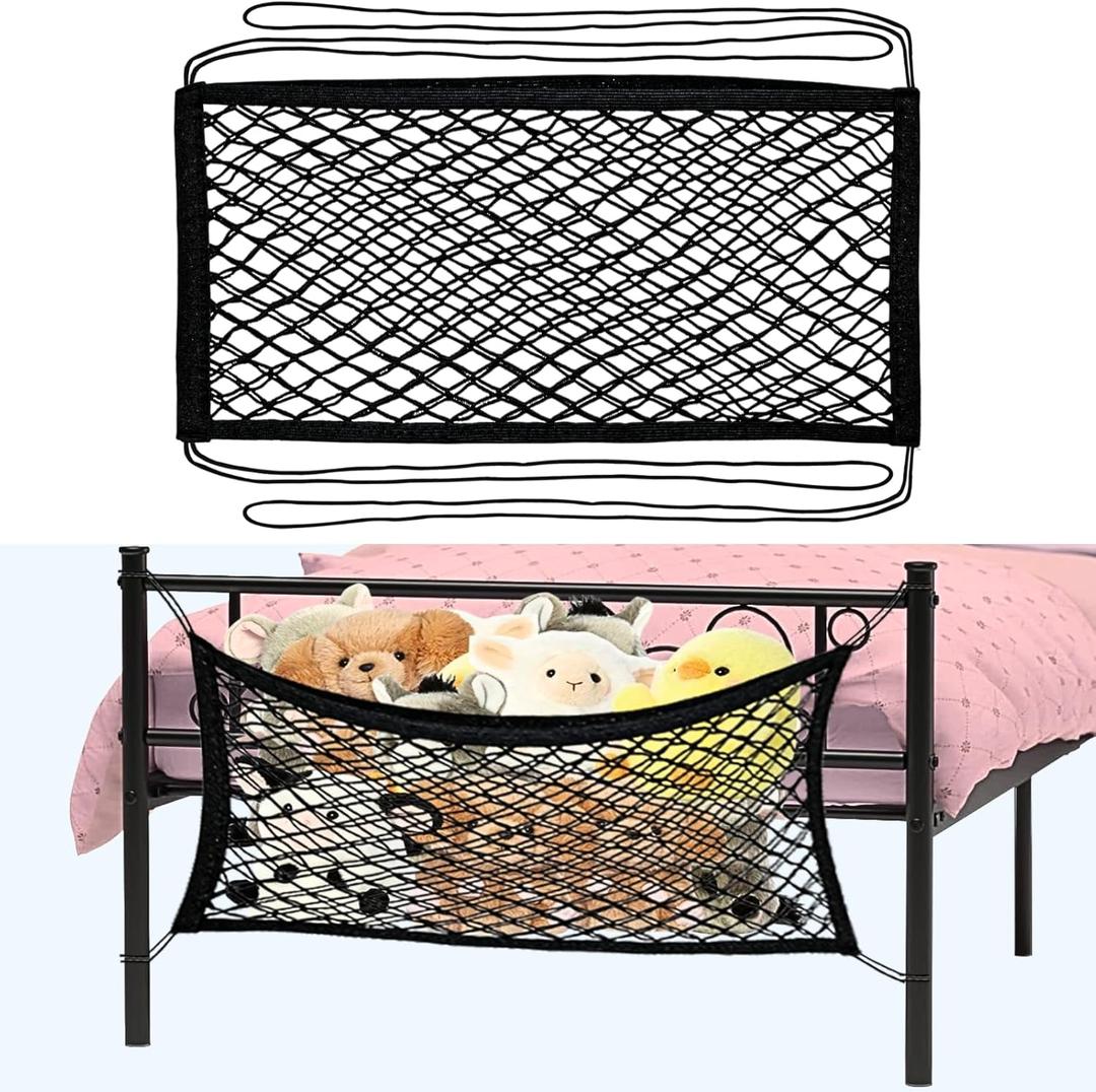 Stuffed Animal Storage Net for Kids, Bedside Toy Organizer Net - Neatly Store Your Stuffed Animals, Elastic Bedside Stuffed Animal Storage Net with Tether, Stretches up to 32 Inches, Black (1) Stuffed Animal Storage Net for Kids, Bedside Toy Organizer Net - Neatly Store Your Stuffed Animals, Elastic Bedside Stuffed Animal Storage Net with Tether, Stretches up to 32 Inches, Black (1)