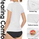 Boladeci Women's Swim Shirts - UPF 50+ Sun Protection Short Sleeve V Neck T-Shirts Workout Tops (White, L)