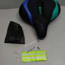 Oversized Bike Seat for Men & Women, Comfortable Gel Padded, Extra Wide Bicycle Seat Cushion Comfort, Replacement Saddle for Peloton, Stationary Exercise Bike, Mountain Bike, Cruiser, City Bike (Blue - Green)