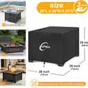 Square Fire Pit Cover, Upgraded 600D Strong Tear Resistant, 28" L x 28" W x 25" H Super Waterproof Fire Pit Table Cover, UPF 50+ Outdoor Firepit Cover Square Fading Resistant