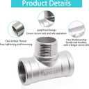1" NPT Male x 1" NPT Female x 1" Female Pipe Fitting, 304 Stainless Steel Tee Pipe Fittings, 3 Way T Shaped Connector, Male Branch Tee, 1 Pack