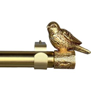 Adjustable 36-72 Inch Brushed Gold Curtain Rods for Windows, 1-1/8" Heavy Duty Curtain Rod with Flying Bird Finials, Decorative Single Window Drapery Rod for Bedroom Kitchen, Easy Install