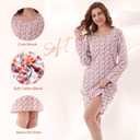 Nightgowns for Women, Women's Sleepwear Lightweight Cotton Nightdress, Crew Neck Sleepshirt Long Sleeve Loose Fit (S)
