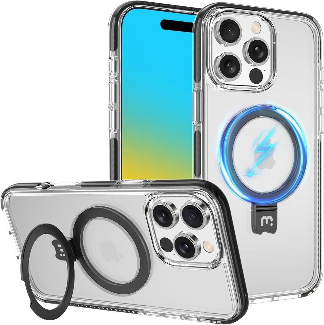 M MYBAT PRO iPhone 16 Pro Max Case [Compatible with Magsafe]/w Magnetic Ring Stand,Lure Series Transparent iPhone 16 Pro Max Bumper Case, Military Shockproof Sturdy Protective Phone Cover 6.9" (iPhone 16 Pro Max, Black)