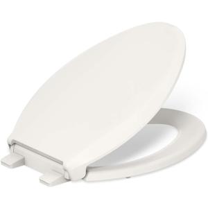KOHLER 4636-RL-96 Cachet ReadyLatch Quiet Close Elongated Toilet Seat, Soft Close Lid, Compatible with Elongated Toilets, Biscuit