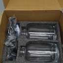 Molimoli Oil and Vinegar Dispenser with Metal Pour Spout, Weighted Pourer, Glass Bottle Dispenser for Kitchen w. Ceramic Tray|Black, 350ml, Set of 2