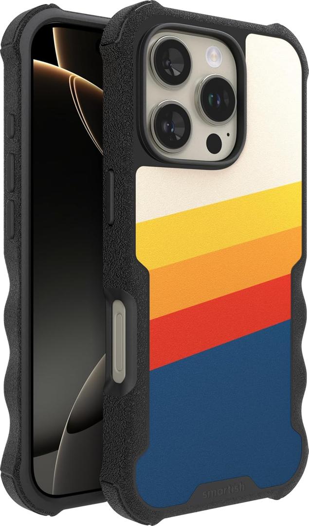 Smartish iPhone 16 Pro Protective Magnetic Case - Gripzilla Compatible with MagSafe [Rugged + Tough] Heavy Duty Armor Slim Cover w/Drop Tested Protection for Apple iPhone 16 Pro - Striped Up ([Striped Up])