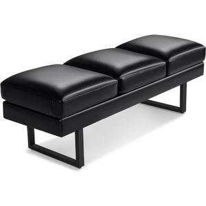 Zoy Living Waiting Room Chairs Faux Leather Office Guest Chair, 59.6 Inches Conference Room Chairs 3 Seats Upholstered Reception Bench, Lobby Furniture for Salon and Shop, Black