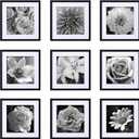 Eletecpro Picture Frames Set of 9, 16x16 in, Acrylic Cover, Black | Display Photo 12x12 with Mat or 16x16 without, Square Gallery Collage, Wall Mount, Minimalist Home Decor, Engineered Wood