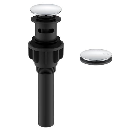 KENES Chrome Bathroom Pop Up Sink Drain with Overflow, Lavatory Bathroom Vanity Sink Drain Stopper, Sink Drain Assembly with Overflow Anti Clog Pop Up Drain