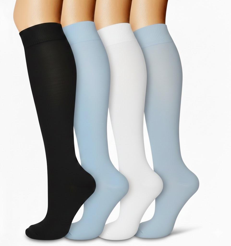 Copper Compression Socks for Women and Men(4 Pairs)-Best Support for Running, Athletic, Nursing, Travel (Large-X-Large, 4 Pairs Black/Gray/White/Blue)