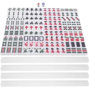1 Set Mini Mahjong Tile Set: Miniature Mahjong Kit with Pushers - Easy to Read Mah Jongg Game for Various Home Gatherings - Chinese Game for Adults Family
