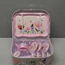 Floral Tea Party Set for Little Girls Ages 3-6, 15-Piece Pretend Play Kitchen Toys with Teapot, Cups, Plates & Storage Case, Princess Gift Set (Pink)