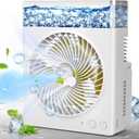 Portable Misting Fan, 8000mAh 8-Inch Rechargeable Water Cooling Mist Fan with 600mL Water Tank, Quiet USB Battery Powered, Perfect for Camping Home Outside Office Travel (White)