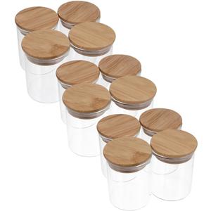 PRETYZOOM Airtight Glass Spice Containers with Silicone Lids Storage Jars for Meal Prep Glass Food Storage with Bamboo Covers