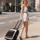 Rolling Backpack for Women, Travel Backpack with Wheels, Dual-Opening Wheeled Laptop Backpack, Stylish Rolling Laptop Bag, Overnight Underseat Carry on Luggage for College Business Work, Beige Brown