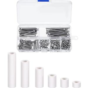 Zonon 150 Pieces Outlet Spacers Electrical Extender Kit 60 Pcs Outlet Screw Spacers and 90 Pcs 6-32 Thread Round Head Screws for Household and Industrial Electricity, 6 Lengths(White)