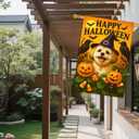 IVN Halloween Shih Tzu Garden Flag 28 x 40 Inch Double Sided House Flag with Witch Hat Pumpkin and Raven Design for Spooky Outdoor Porch Decor