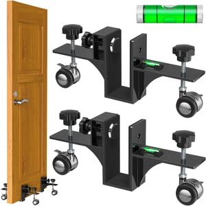 Upgraded Door Installation Kit with Bubble Level, 2-Piece Heavy-Duty Door Dolly for 800lbs Pre-Hung Doors, Slab Doors & Front Doors-Professional Door Lifter Tool Door Installation Tools