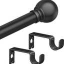 Matte Black Curtain Rods for Bedroom with Brackets,5/8 Inch Diameter Small Window Curtain Rod Adjustable 32 to 48 Inches,Easy Install Drapery Rods