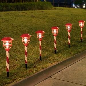 Christmas Solar Pathway Lights Outdoor,6 PACK Waterproof Garden Solar Stake Landscape Lights Candy Cane Light,Lighting Dusk to Dawn Auto On/Off for Xmas Walkway Yard Patio Lawn Driveway Decor