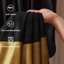 Velvet Curtains 84 inches Long for Living Room Blak Gold,2 Panels Blackout Curtains Modern Color Block Back Tab Rod Pocket Soundproof Drapes for Bedroom Window Decor